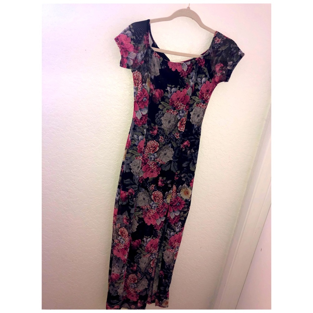 Flower Side Slit Maxi Dress